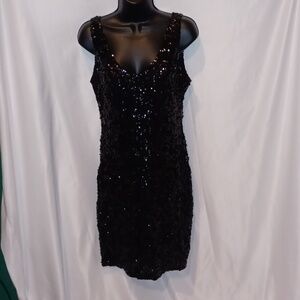 Pretty Guide Stretch black sequin mini dress, lined